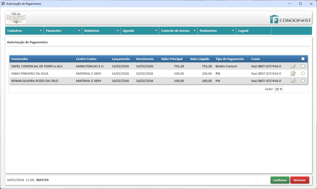 Tela do sistema de integração logística