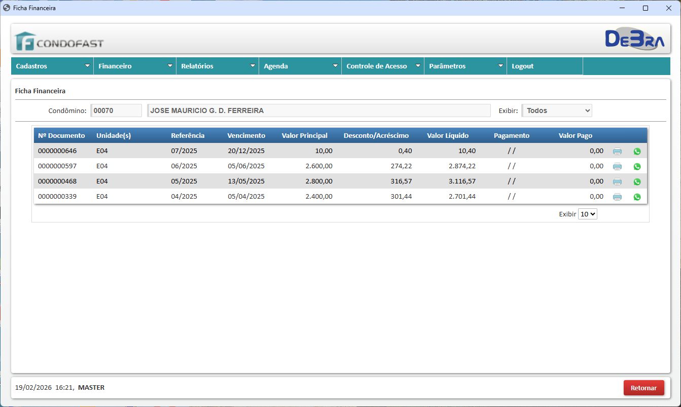 Tela envio eletrônico de boletos